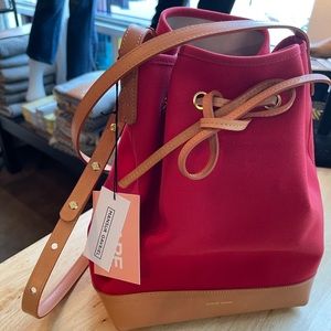 Mansur Gavriel red canvas/leather bucket bag